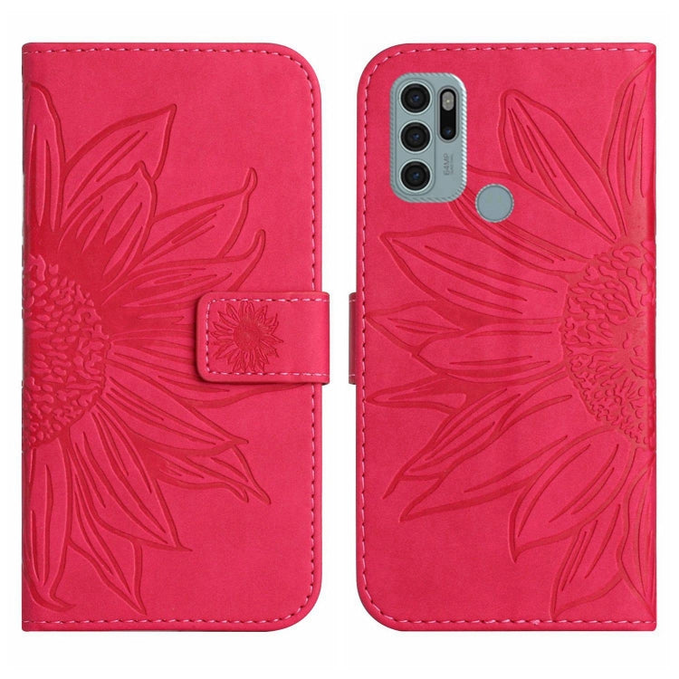 For Motorola Moto G60S Skin Feel Sun Flower Pattern Flip Leather Phone Case with Lanyard