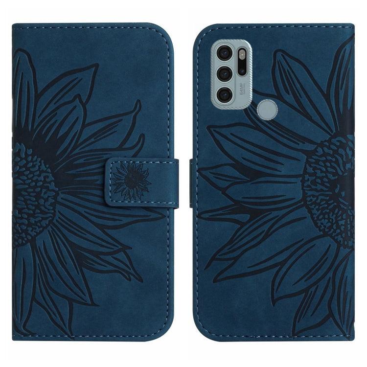 For Motorola Moto G60S Skin Feel Sun Flower Pattern Flip Leather Phone Case with Lanyard