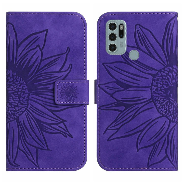 For Motorola Moto G60S Skin Feel Sun Flower Pattern Flip Leather Phone Case with Lanyard