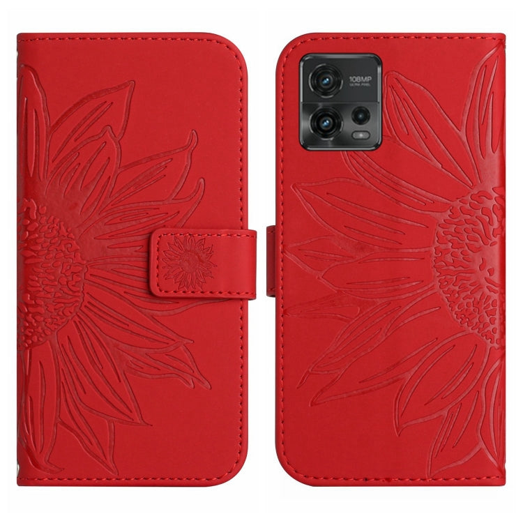 For Motorola Moto G72 5G Skin Feel Sun Flower Pattern Flip Leather Phone Case with Lanyard