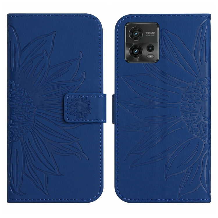 For Motorola Moto G72 5G Skin Feel Sun Flower Pattern Flip Leather Phone Case with Lanyard