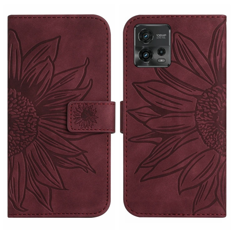For Motorola Moto G72 5G Skin Feel Sun Flower Pattern Flip Leather Phone Case with Lanyard
