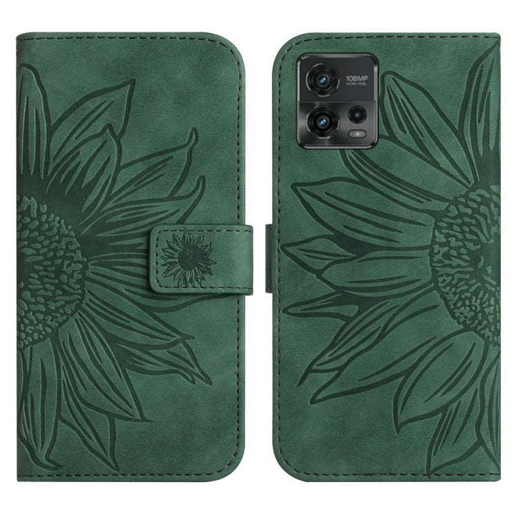 For Motorola Moto G72 5G Skin Feel Sun Flower Pattern Flip Leather Phone Case with Lanyard