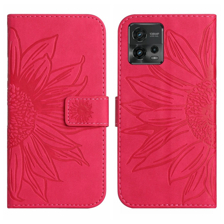 For Motorola Moto G72 5G Skin Feel Sun Flower Pattern Flip Leather Phone Case with Lanyard