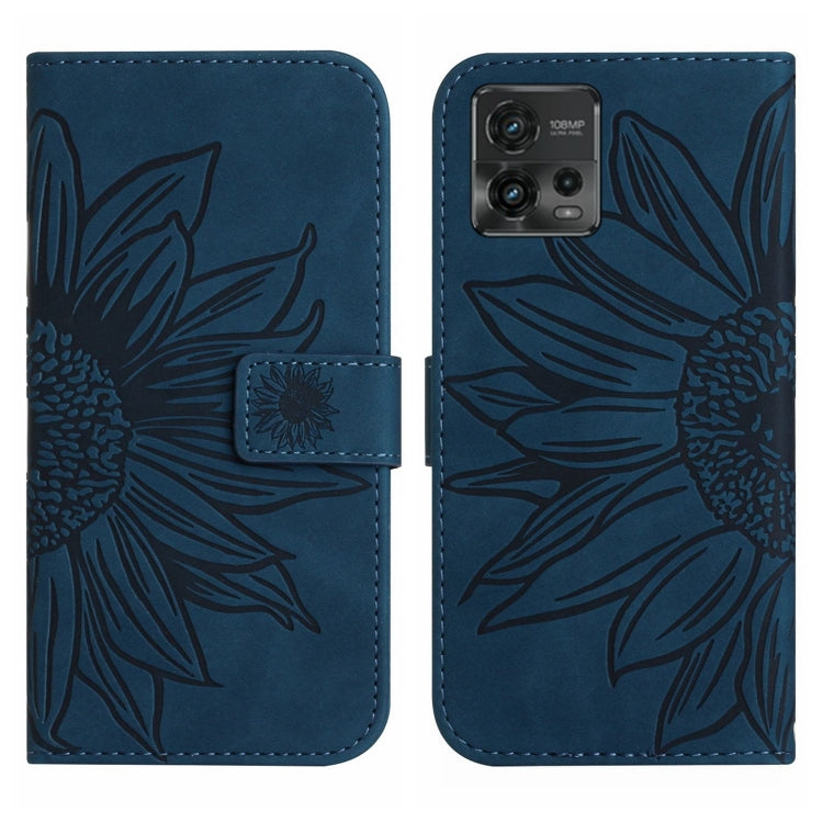 For Motorola Moto G72 5G Skin Feel Sun Flower Pattern Flip Leather Phone Case with Lanyard