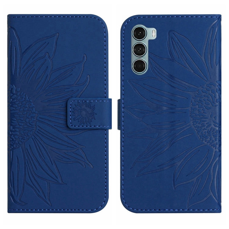For Motorola Moto G200 5G Skin Feel Sun Flower Pattern Flip Leather Phone Case with Lanyard