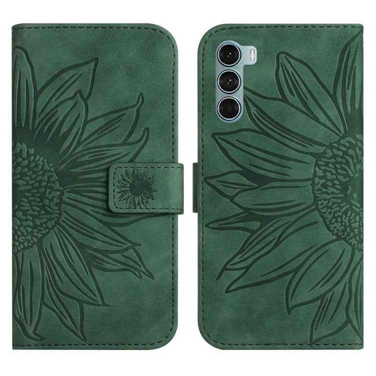 For Motorola Moto G200 5G Skin Feel Sun Flower Pattern Flip Leather Phone Case with Lanyard