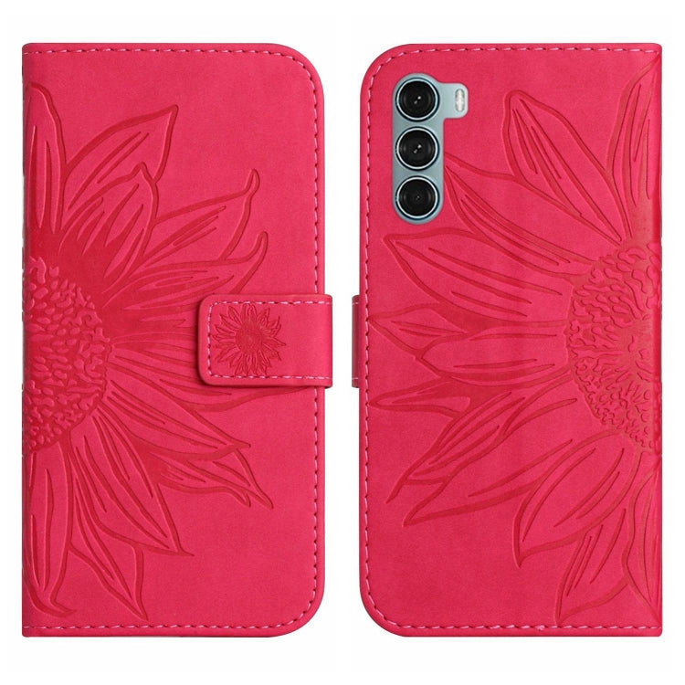 For Motorola Moto G200 5G Skin Feel Sun Flower Pattern Flip Leather Phone Case with Lanyard