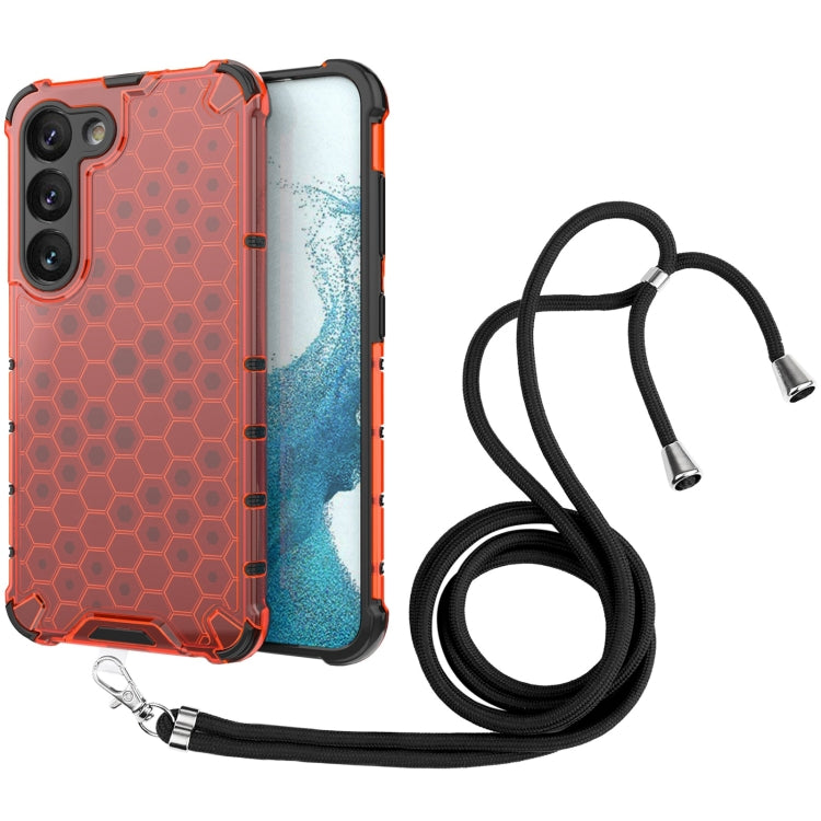 For Samsung Galaxy S23 5G Lanyard Honeycomb Phone Case