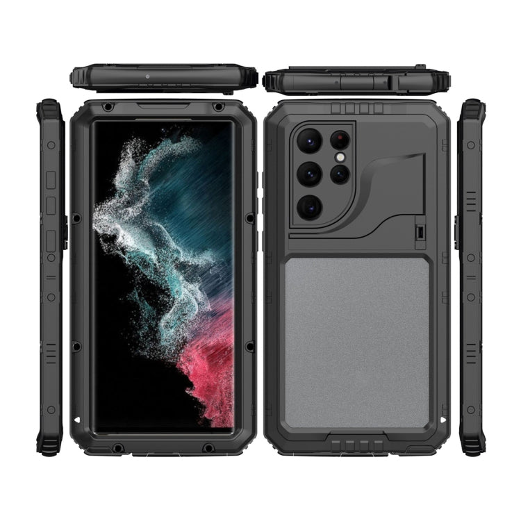 For Samsung Galaxy S22 Ultra 5G Metal + Silicone Phone Case with Screen Protector