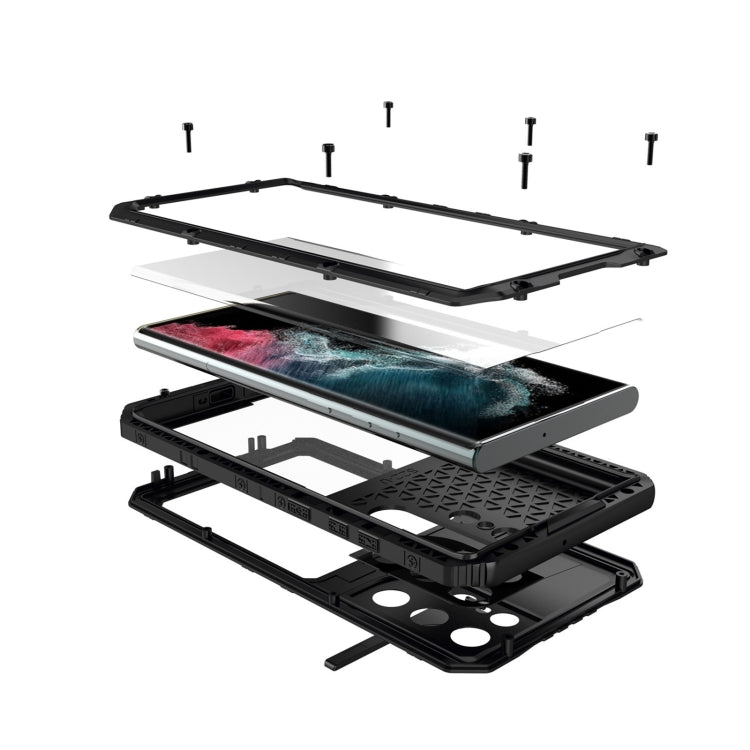 For Samsung Galaxy S22 Ultra 5G Metal + Silicone Phone Case with Screen Protector