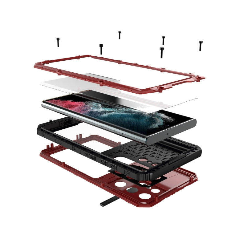 For Samsung Galaxy S22 Ultra 5G Metal + Silicone Phone Case with Screen Protector