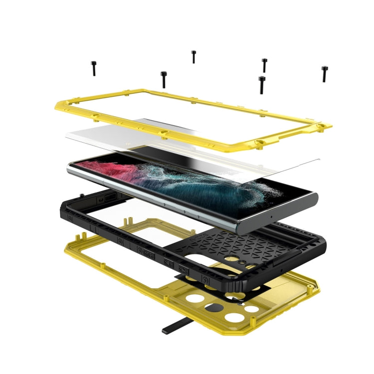 For Samsung Galaxy S22 Ultra 5G Metal + Silicone Phone Case with Screen Protector