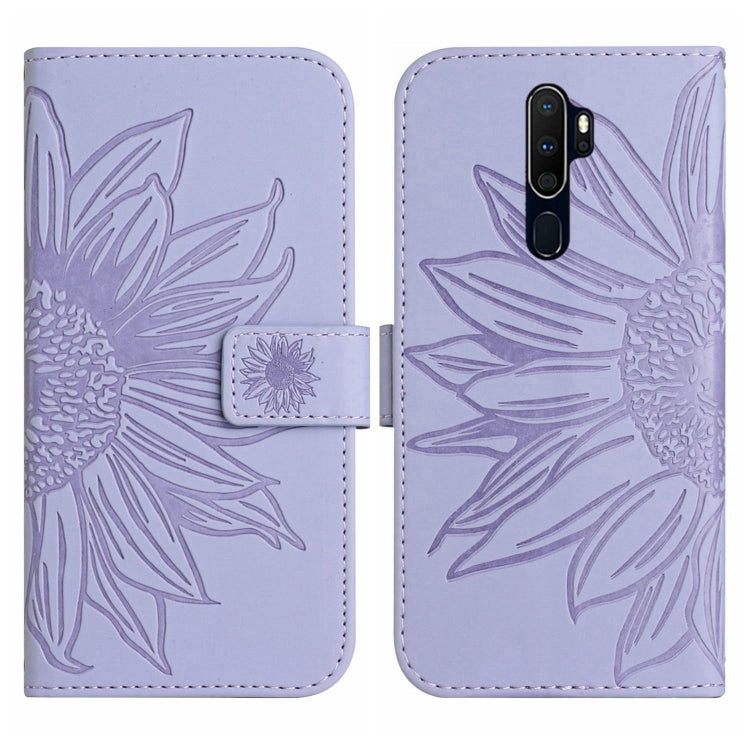 For OPPO A9 2020/A5 2020 Skin Feel Sun Flower Pattern Flip Leather Phone Case with Lanyard