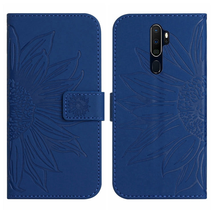 For OPPO A9 2020/A5 2020 Skin Feel Sun Flower Pattern Flip Leather Phone Case with Lanyard