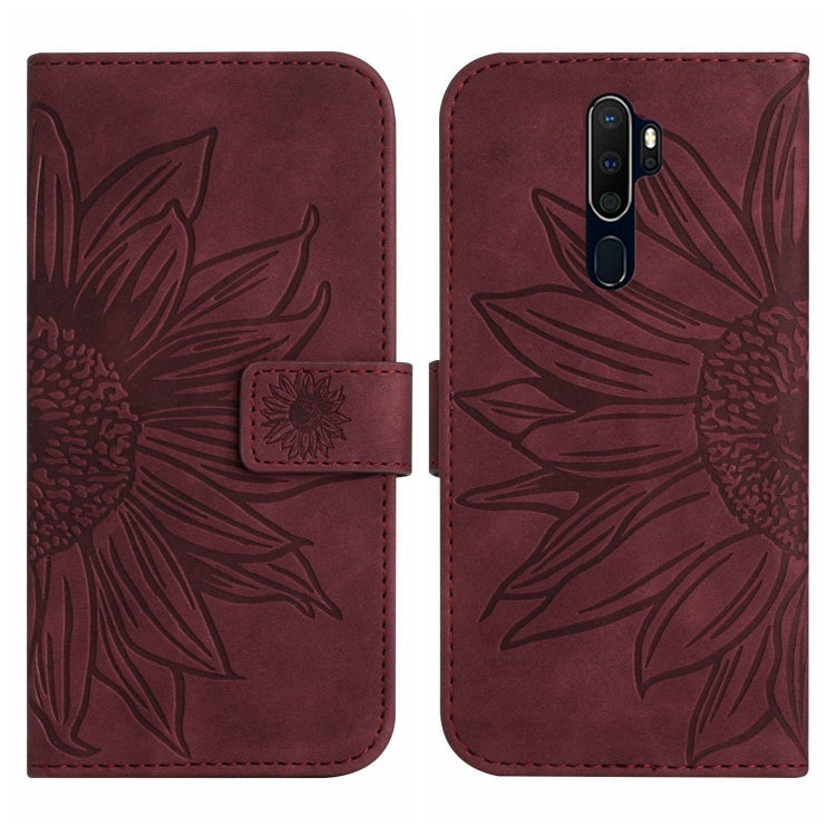 For OPPO A9 2020/A5 2020 Skin Feel Sun Flower Pattern Flip Leather Phone Case with Lanyard