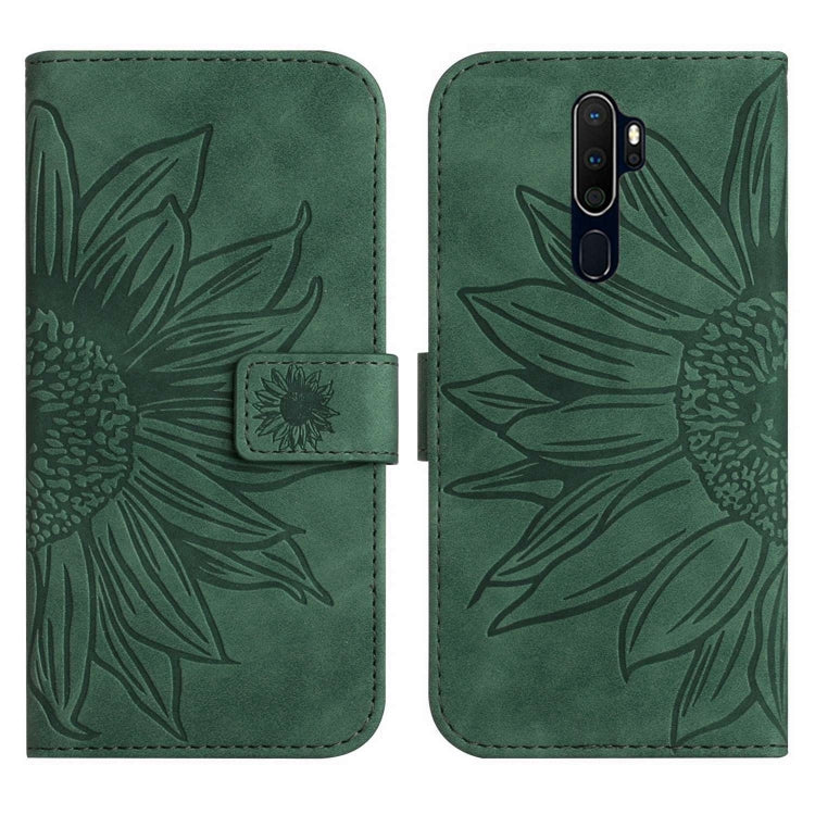 For OPPO A9 2020/A5 2020 Skin Feel Sun Flower Pattern Flip Leather Phone Case with Lanyard