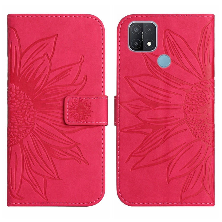 For OPPO A15/A15S Skin Feel Sun Flower Pattern Flip Leather Phone Case with Lanyard