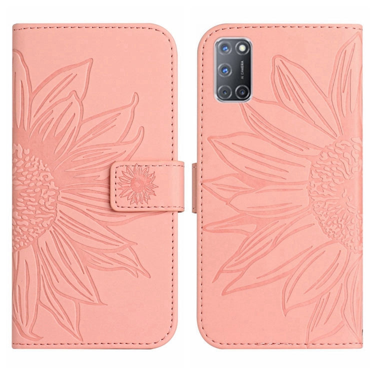 For OPPO A52/A72/A92 Skin Feel Sun Flower Pattern Flip Leather Phone Case with Lanyard