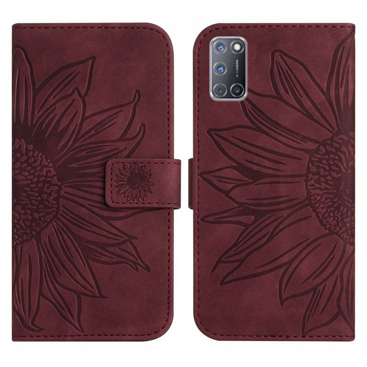 For OPPO A52/A72/A92 Skin Feel Sun Flower Pattern Flip Leather Phone Case with Lanyard