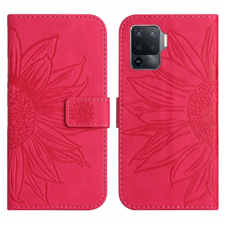 For OPPO A54 4G/A16 4G Skin Feel Sun Flower Pattern Flip Leather Phone Case with Lanyard