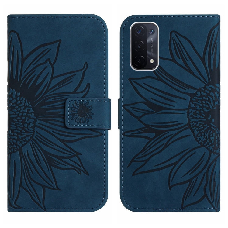 For OPPO A54 5G/A74 5G/A93 5G/A93S 5G Skin Feel Sun Flower Pattern Flip Leather Phone Case with Lanyard