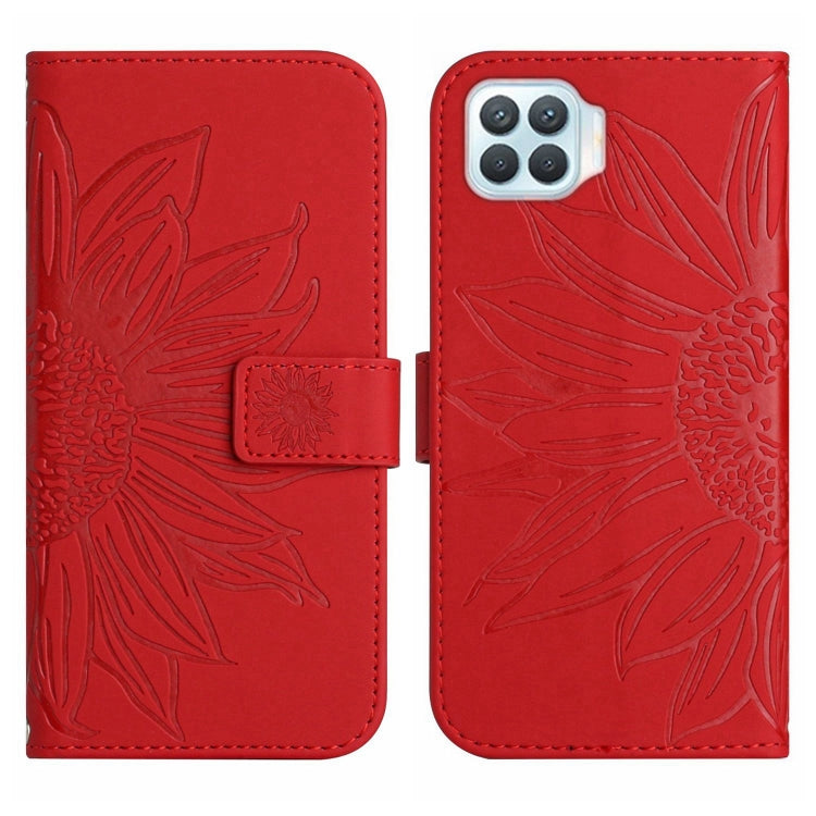 For OPPO A73 4G Skin Feel Sun Flower Pattern Flip Leather Phone Case with Lanyard