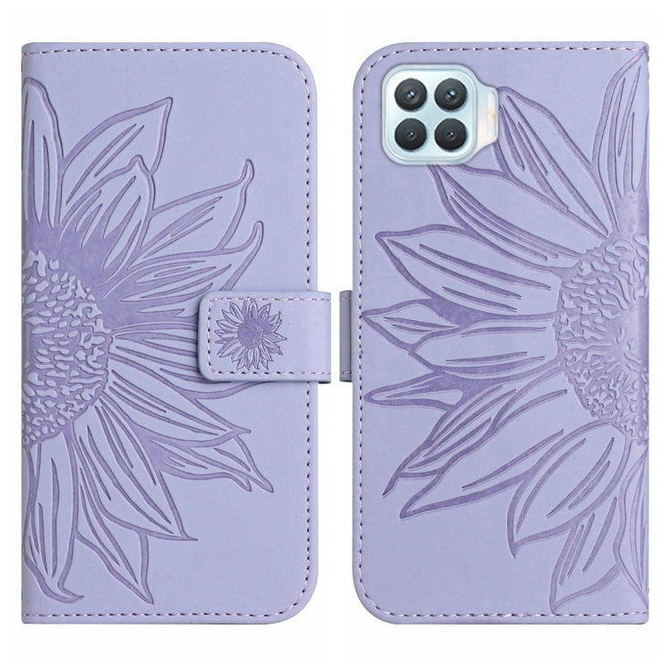 For OPPO A73 4G Skin Feel Sun Flower Pattern Flip Leather Phone Case with Lanyard