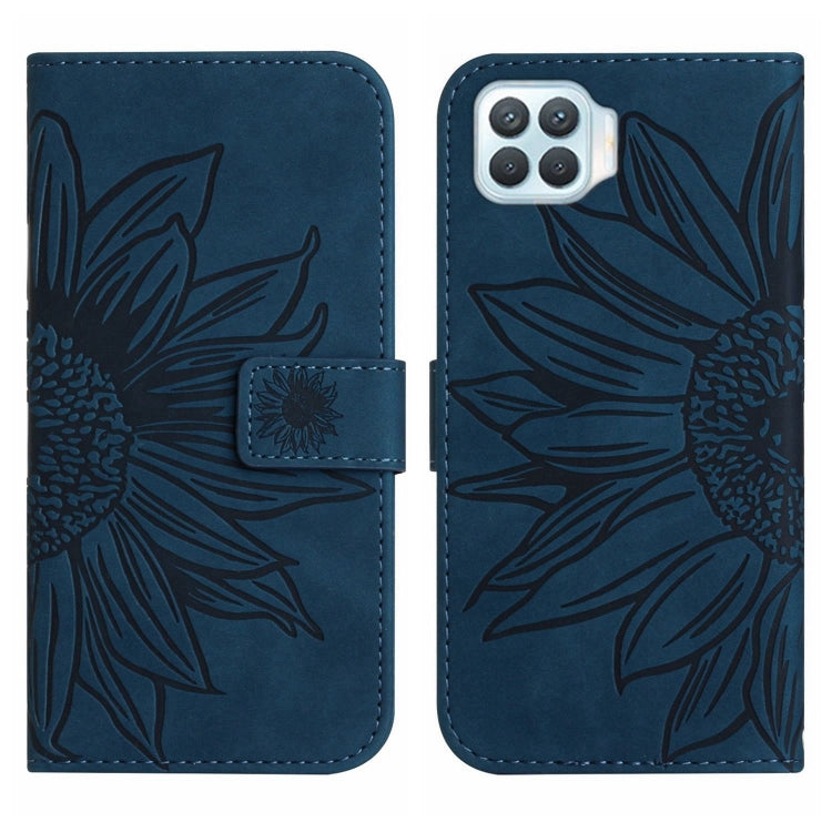 For OPPO A73 4G Skin Feel Sun Flower Pattern Flip Leather Phone Case with Lanyard