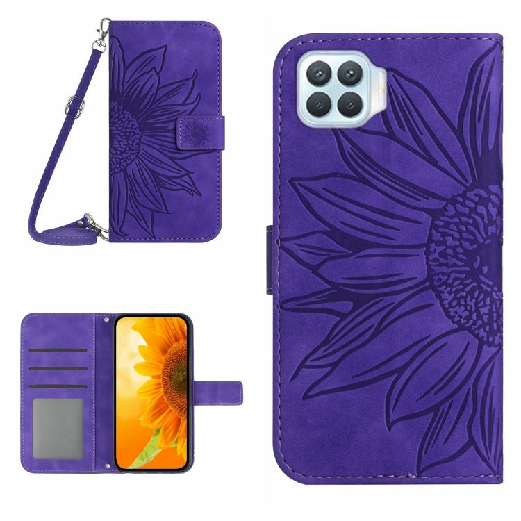 For OPPO A73 4G Skin Feel Sun Flower Pattern Flip Leather Phone Case with Lanyard