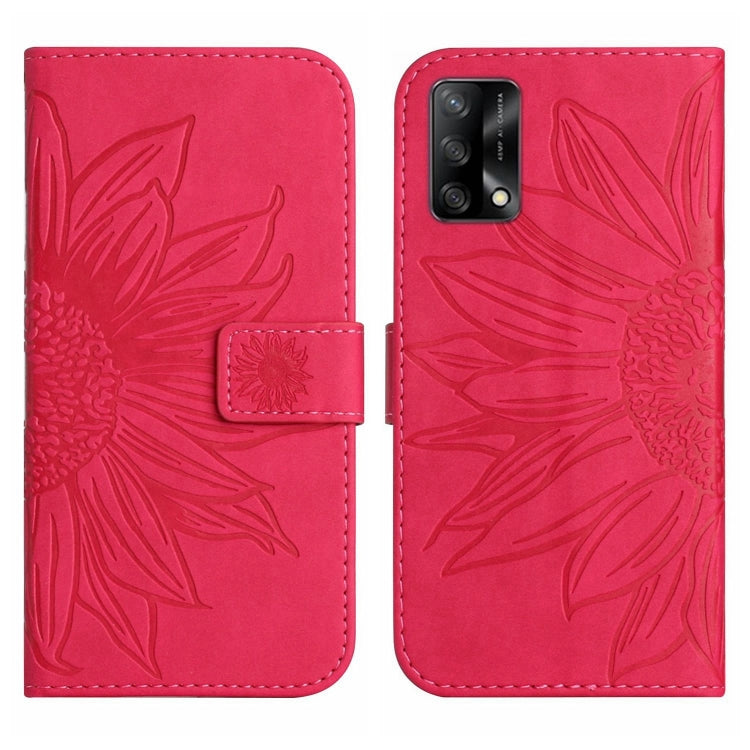 For OPPO A74 4G Skin Feel Sun Flower Pattern Flip Leather Phone Case with Lanyard