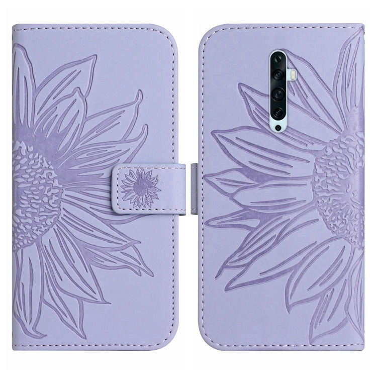 For OPPO Reno2 Z/Reno2 F Skin Feel Sun Flower Pattern Flip Leather Phone Case with Lanyard