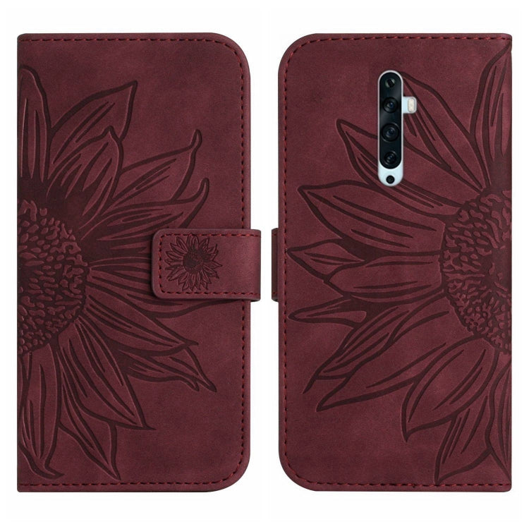 For OPPO Reno2 Z/Reno2 F Skin Feel Sun Flower Pattern Flip Leather Phone Case with Lanyard