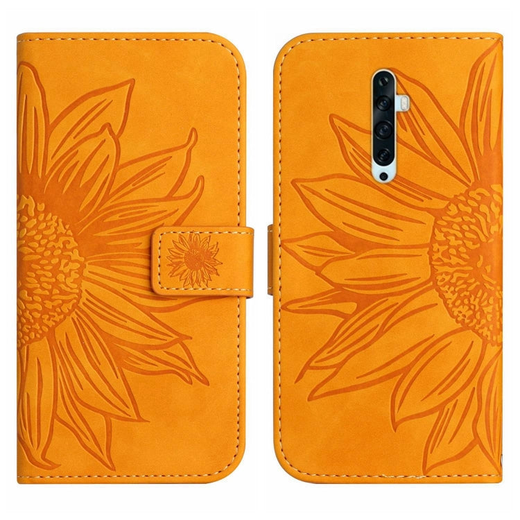 For OPPO Reno2 Z/Reno2 F Skin Feel Sun Flower Pattern Flip Leather Phone Case with Lanyard