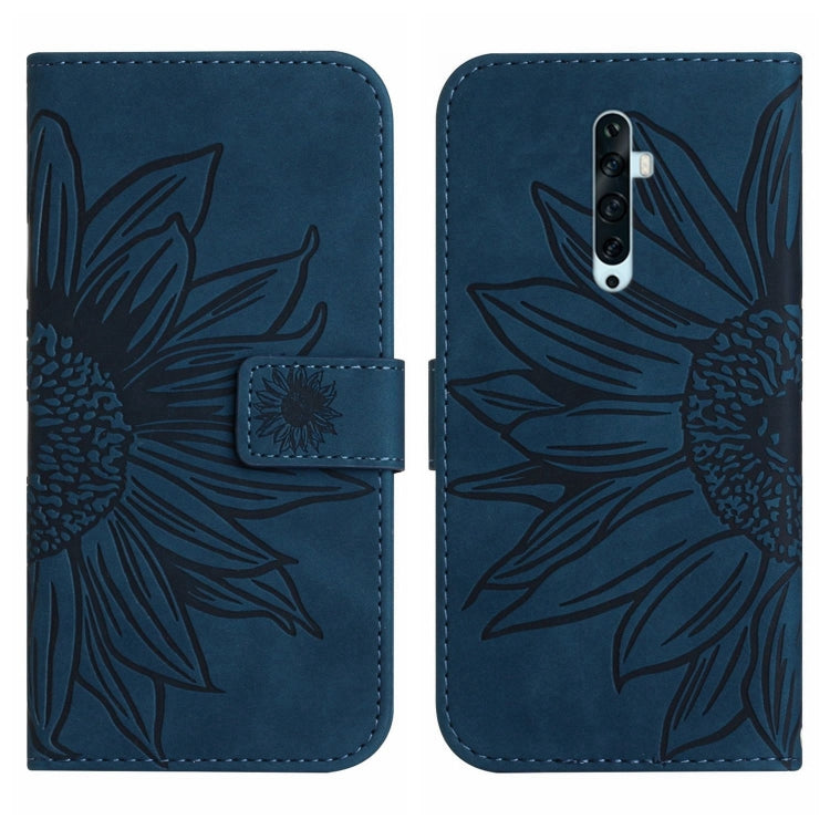 For OPPO Reno2 Z/Reno2 F Skin Feel Sun Flower Pattern Flip Leather Phone Case with Lanyard