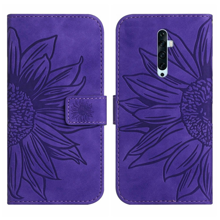 For OPPO Reno2 Z/Reno2 F Skin Feel Sun Flower Pattern Flip Leather Phone Case with Lanyard