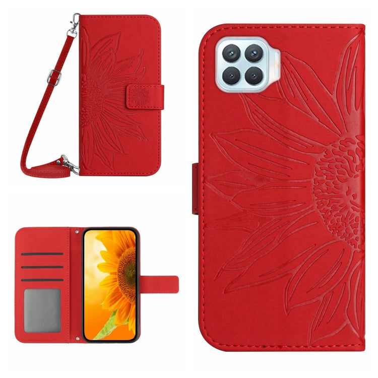 For OPPO Reno4 Lite/A93 4G Skin Feel Sun Flower Pattern Flip Leather Phone Case with Lanyard