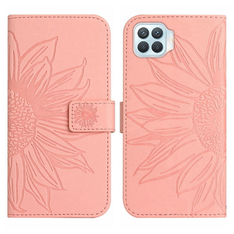 For OPPO Reno4 Lite/A93 4G Skin Feel Sun Flower Pattern Flip Leather Phone Case with Lanyard