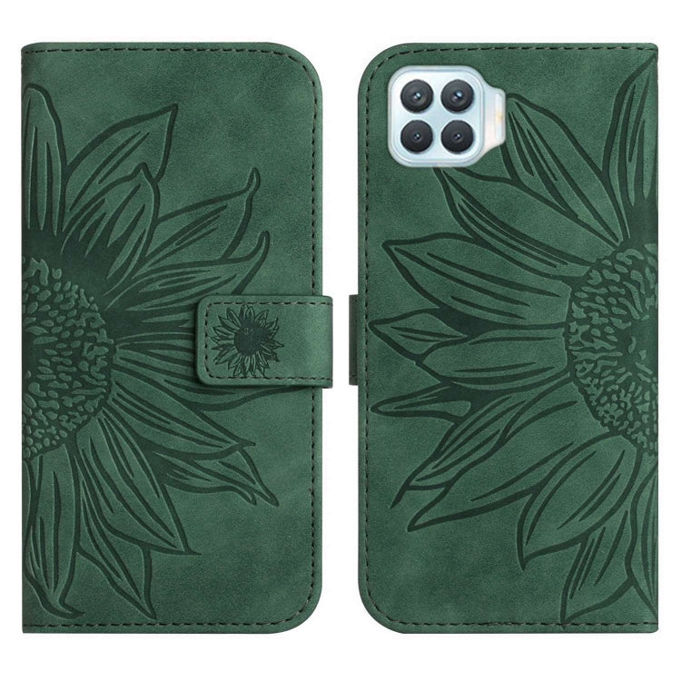 For OPPO Reno4 Lite/A93 4G Skin Feel Sun Flower Pattern Flip Leather Phone Case with Lanyard