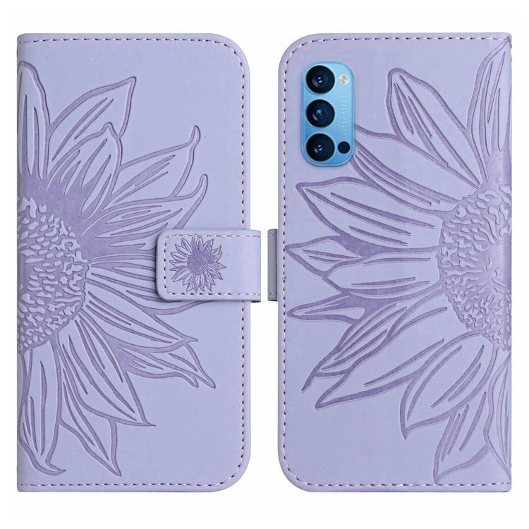 For OPPO Reno4 Pro 5G Skin Feel Sun Flower Pattern Flip Leather Phone Case with Lanyard