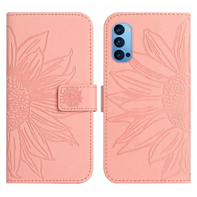 For OPPO Reno4 Pro 5G Skin Feel Sun Flower Pattern Flip Leather Phone Case with Lanyard