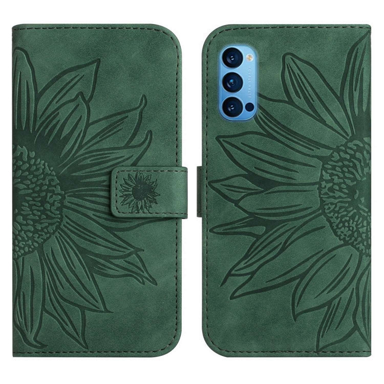 For OPPO Reno4 Pro 5G Skin Feel Sun Flower Pattern Flip Leather Phone Case with Lanyard