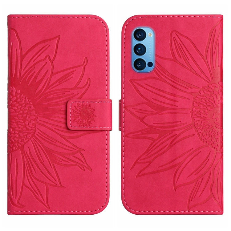 For OPPO Reno4 Pro 5G Skin Feel Sun Flower Pattern Flip Leather Phone Case with Lanyard