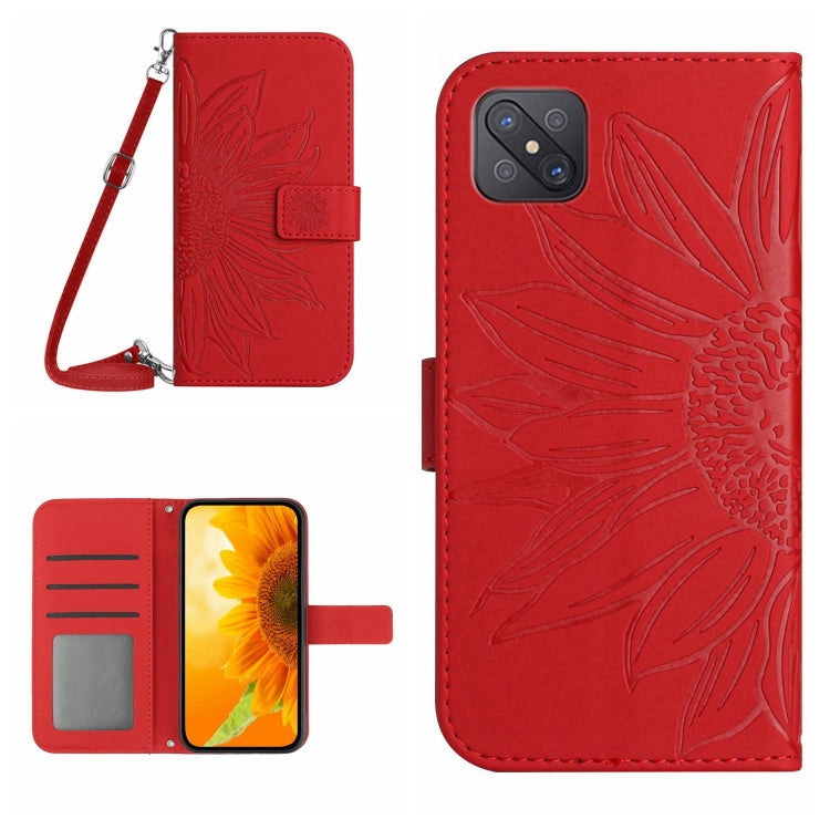 For OPPO Reno4 Z 5G/A92S Skin Feel Sun Flower Pattern Flip Leather Phone Case with Lanyard