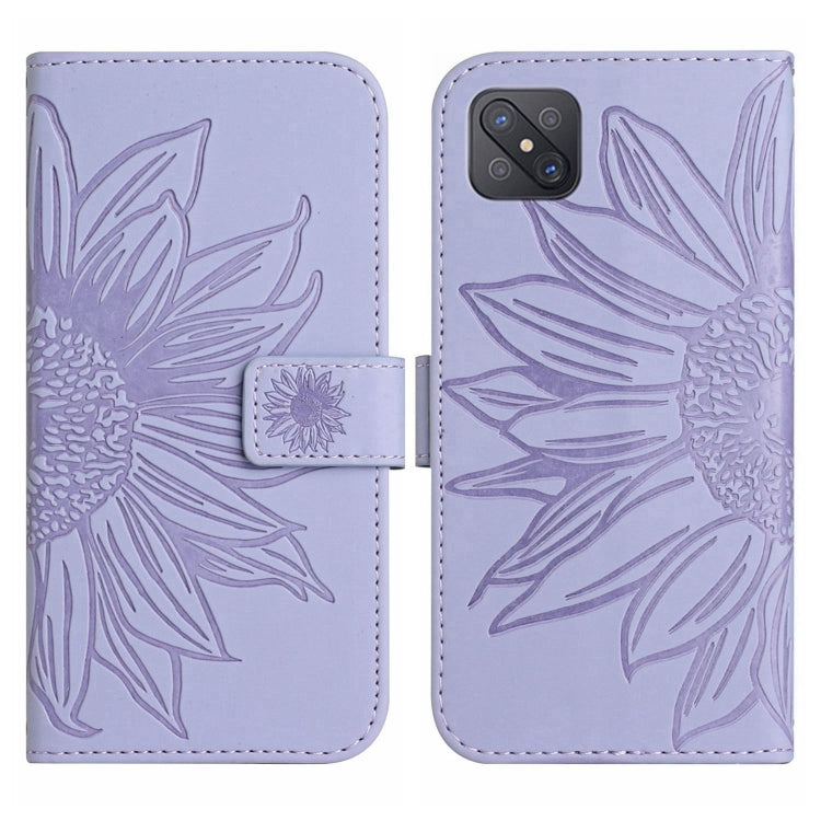 For OPPO Reno4 Z 5G/A92S Skin Feel Sun Flower Pattern Flip Leather Phone Case with Lanyard