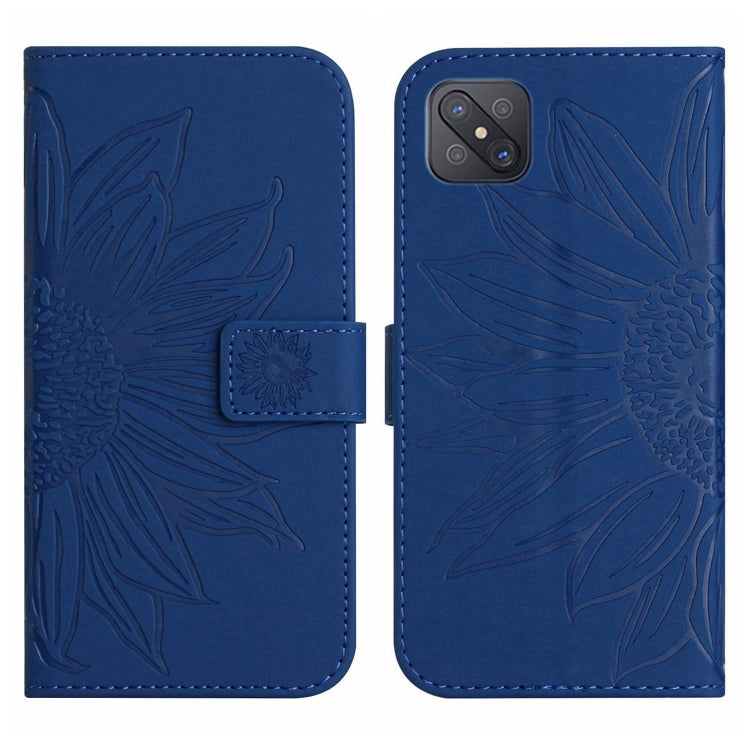 For OPPO Reno4 Z 5G/A92S Skin Feel Sun Flower Pattern Flip Leather Phone Case with Lanyard