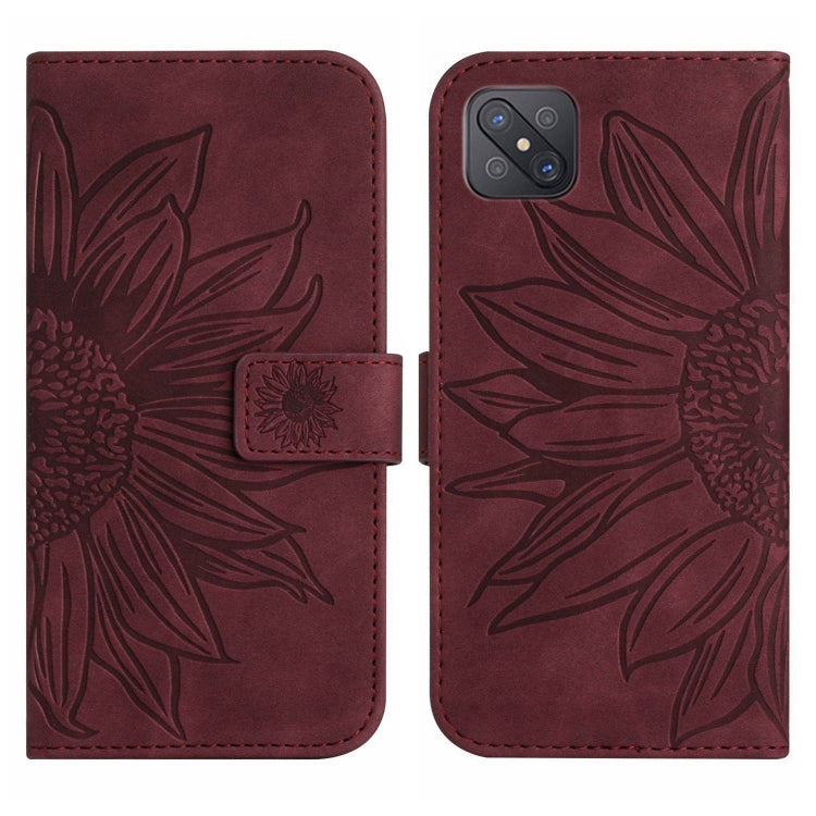 For OPPO Reno4 Z 5G/A92S Skin Feel Sun Flower Pattern Flip Leather Phone Case with Lanyard