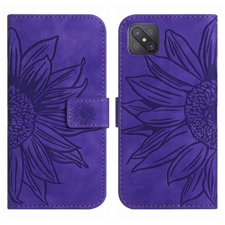 For OPPO Reno4 Z 5G/A92S Skin Feel Sun Flower Pattern Flip Leather Phone Case with Lanyard