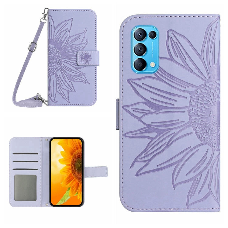 For OPPO Reno5 5G/Find X3 Lite Skin Feel Sun Flower Pattern Flip Leather Phone Case with Lanyard