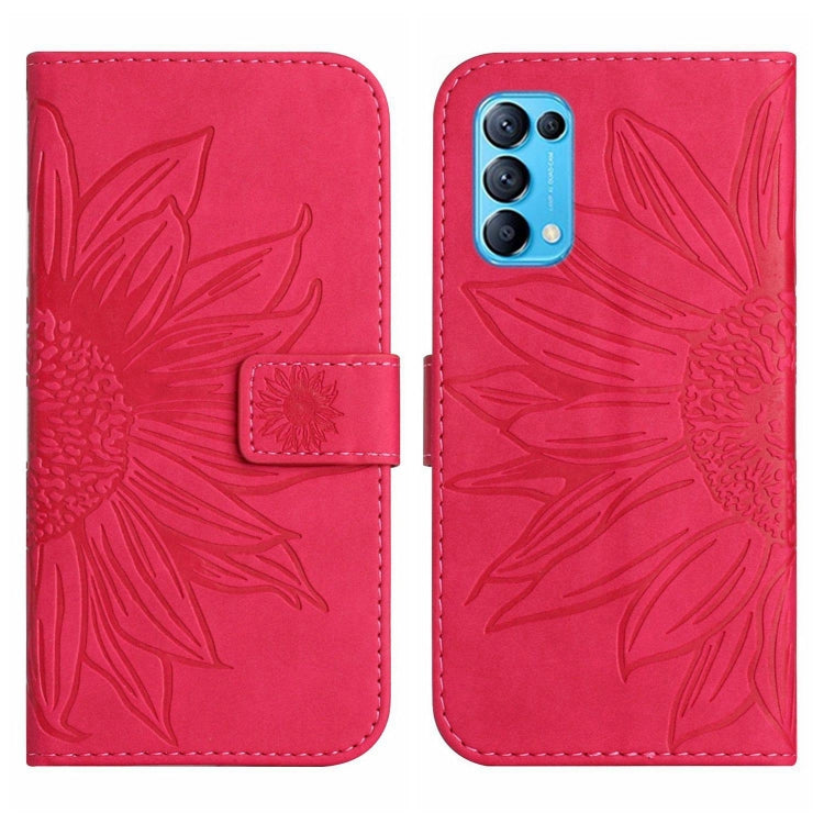 For OPPO Reno5 5G/Find X3 Lite Skin Feel Sun Flower Pattern Flip Leather Phone Case with Lanyard